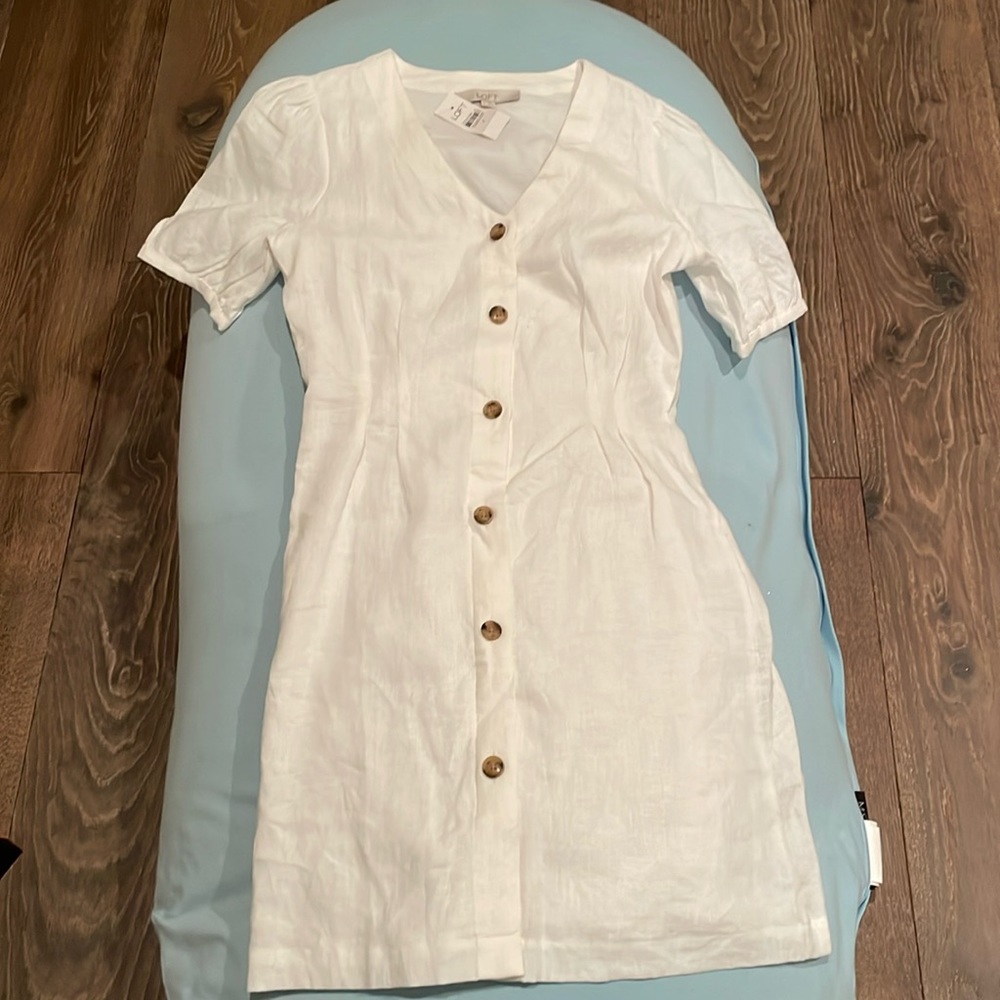 White Linen Loft Dress Size 2 NWT